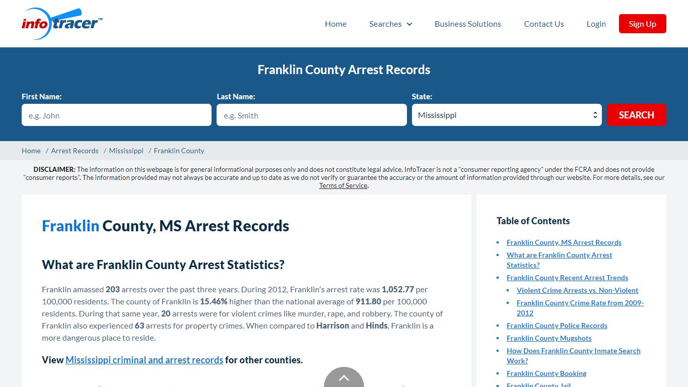 Franklin County, MS Arrests, Mugshots & Jail Records - InfoTracer